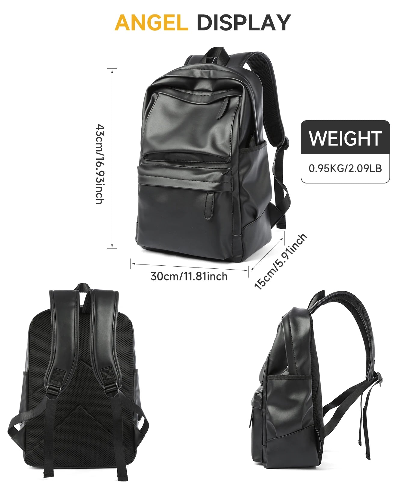 MOYYI PU Leather Bags for Men Backpack School Bag Business Leather Backpack