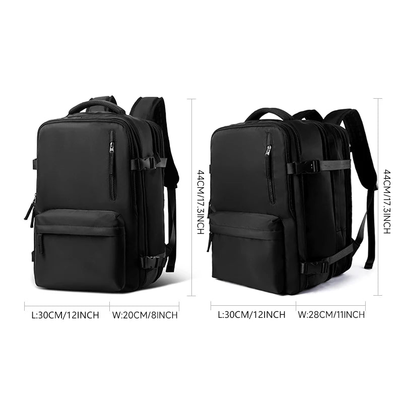 Mochilas Extended 40L Black Carry on Backpack Men Business Laptop Travel Backpack