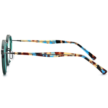 Acetate Titanium Round Optical Glasses Frame - MCROONS - side view