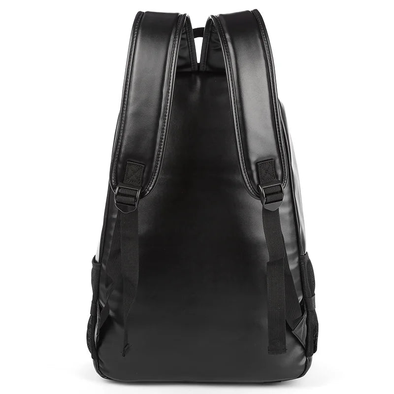 Waterproof PU Leather Bags for Men'S Backpack Bag School Leather Laptop Backpack