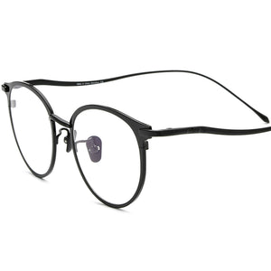 Retro Pure Titanium Round Optical Glasses - Black - MCROONS