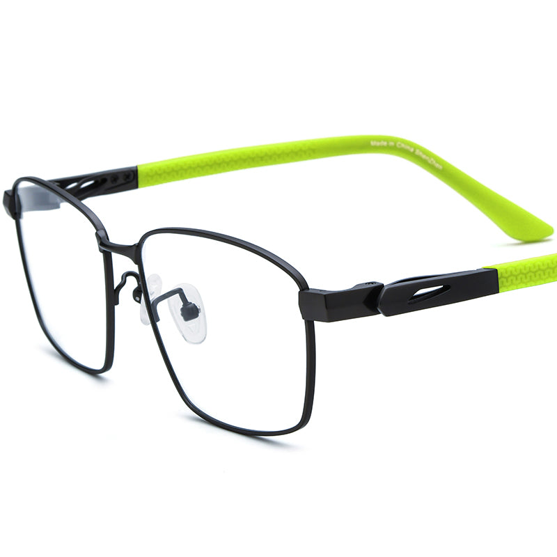Lightweight Pure Titanium Square Optical Glasses Frame - Black - MCROONS