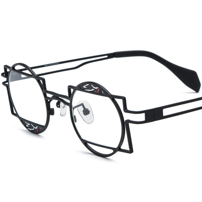 Colourful Titanium Round Optical Glasses - Black - MCROONS