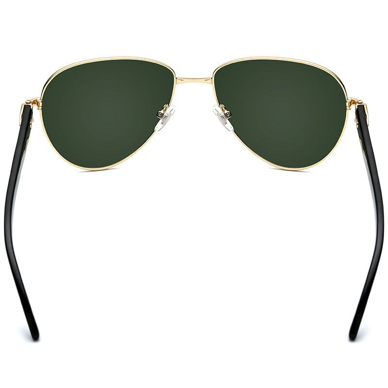Buffalo Horn Aviator Sunglasses - Green - MCROONS - back view