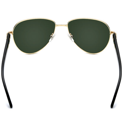 Buffalo Horn Aviator Sunglasses - Green - MCROONS - back view