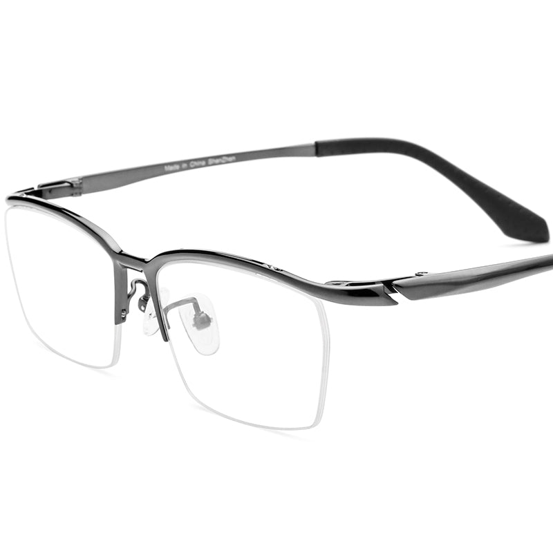 Ultralight Titanium Half-Rim Square Optical Glasses Frame - MCROONS - Gunmetal