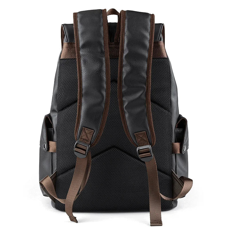 Men PU Leather Backpack for Laptop Male Business Mochilas Couro Masculina Motorcycle Back Pack Travel Rucksack School Book Bag