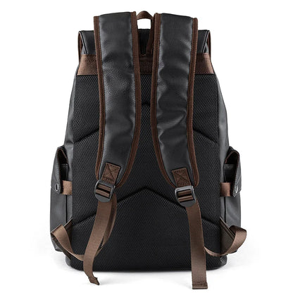Men PU Leather Backpack for Laptop Male Business Mochilas Couro Masculina Motorcycle Back Pack Travel Rucksack School Book Bag