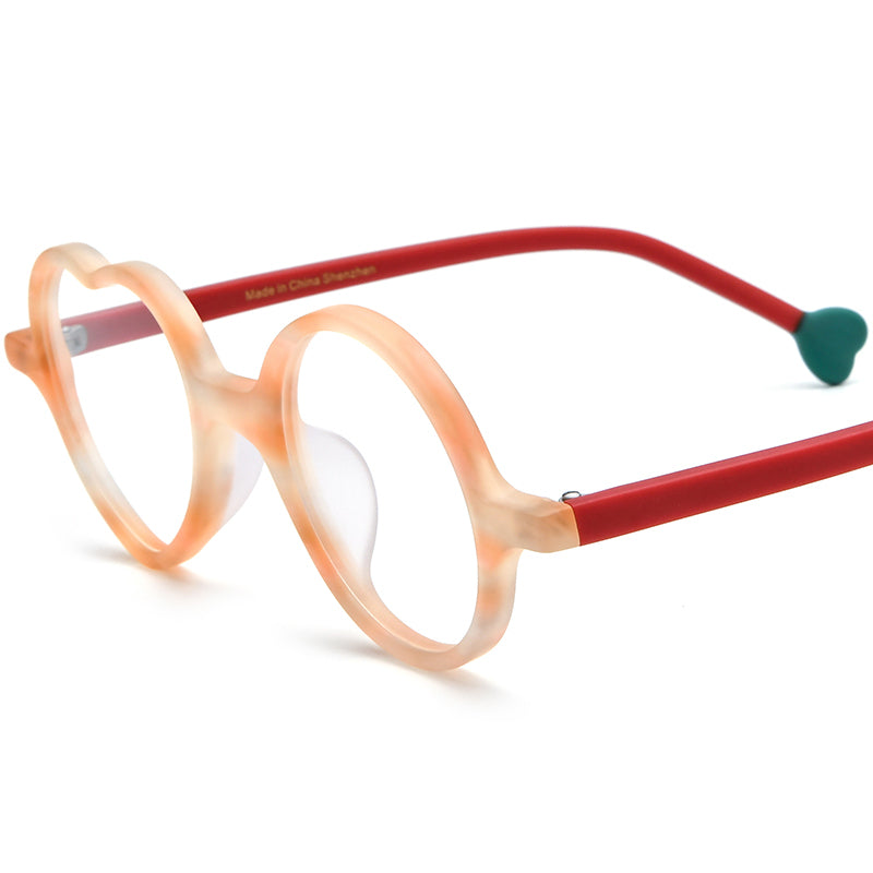 Playful Heart-Round Two-Tone Acetate Optical Glasses Frame - Yellow - MCROONS