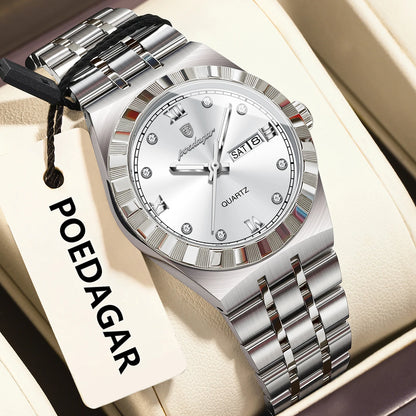 Poedagar 794 Women's Luxury Quartz Watch – Stainless Steel Band, Waterproof, Luminous, Date