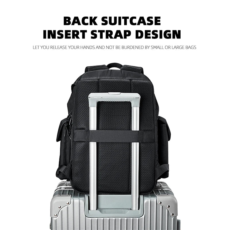 MOYYI Large Capacity 14 Inch Laptop Backpack for Men Outdoor Reflective Webbing School Bags Travel Backpack with Trolley Sleeve