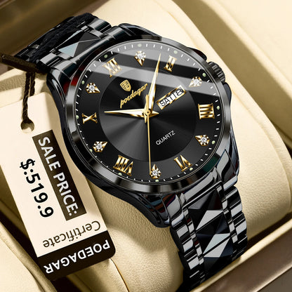 Poedagar 883 Men's Luxury Quartz Watch – Stainless Steel Band, Waterproof, Luminous, Date