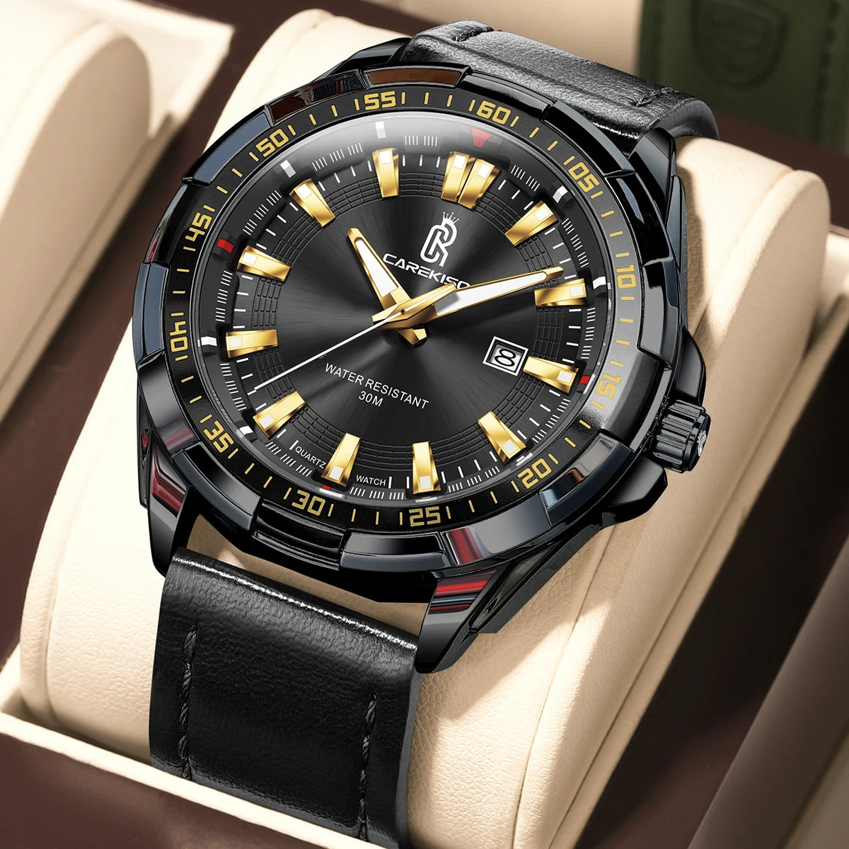 Poedagar C103 Men's Luxury Quartz Watch – Leather Strap, Waterproof, Luminous, Date