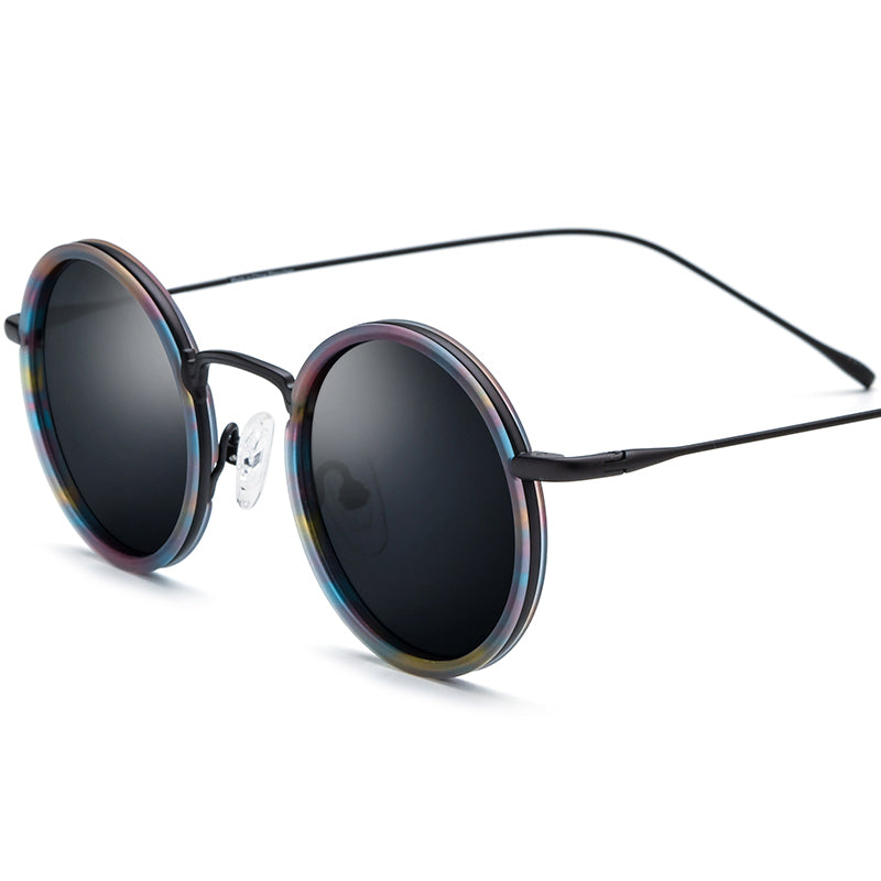 Retro Round Titanium Sunglasses - Colourful - MCROONS