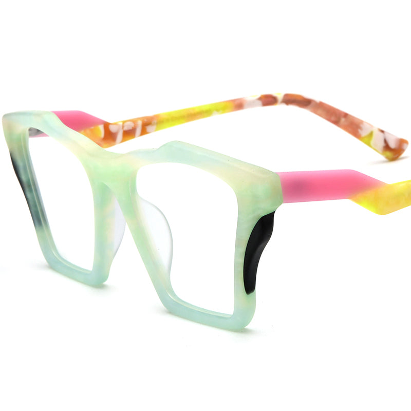 Retro Cat Eye Acetate Optical Glasses Frame - Green - MCROONS
