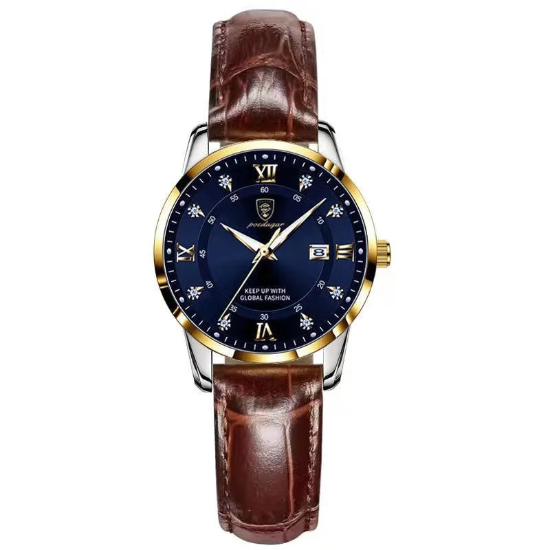 Poedagar 268 Women's Luxury Quartz Watch – Stainless Steel Band, Waterproof, Luminous, Date