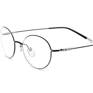 Designer Screwless Titanium Round Optical Glasses - Black - MCROONS
