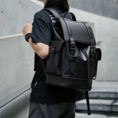 MOYYI Luxury PU Leather Bags for Men'S Backpack Business Travel Laptop Backpack