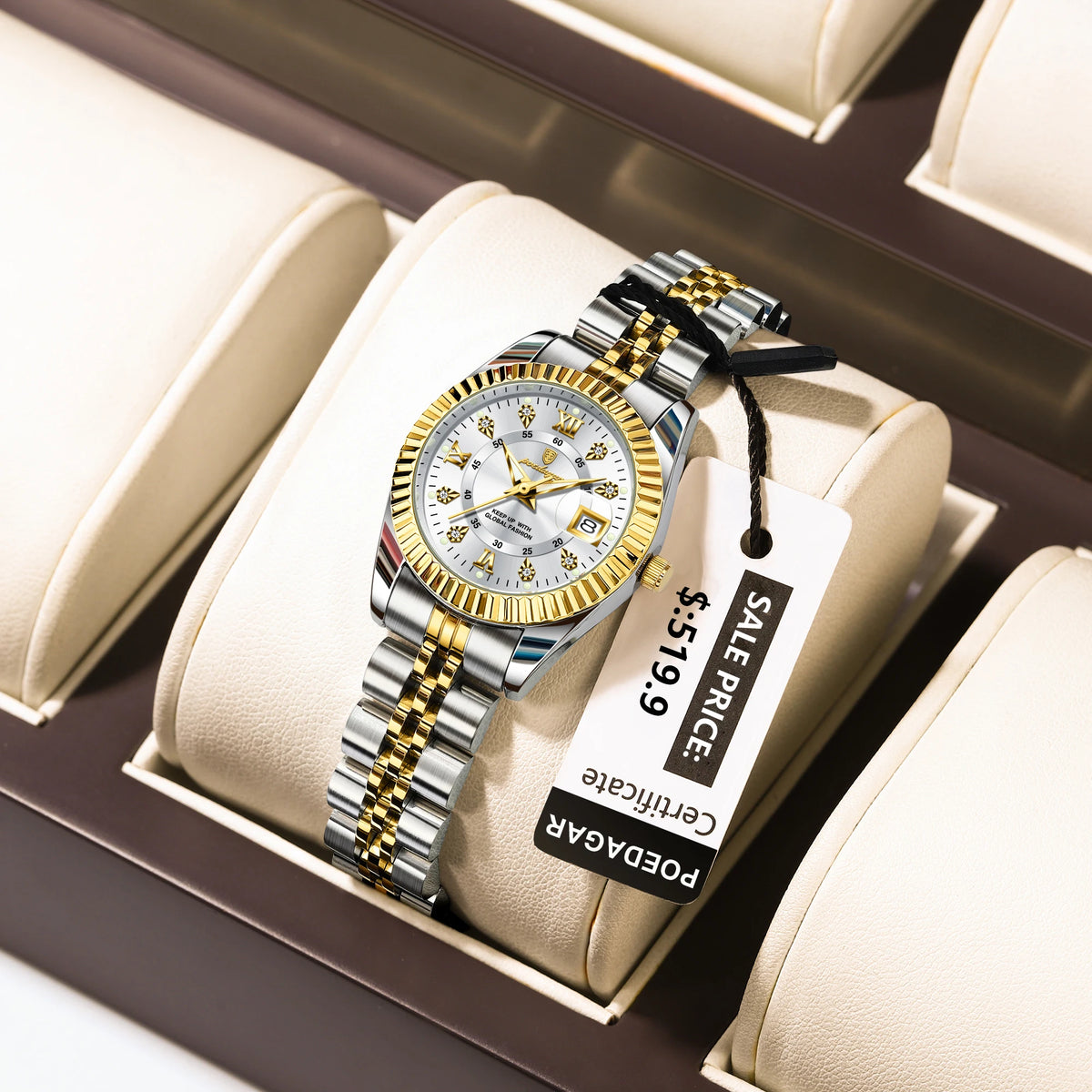 Poedagar 780 Women's Luxury Quartz Watch – Stainless Steel Band, Waterproof, Luminous, Date