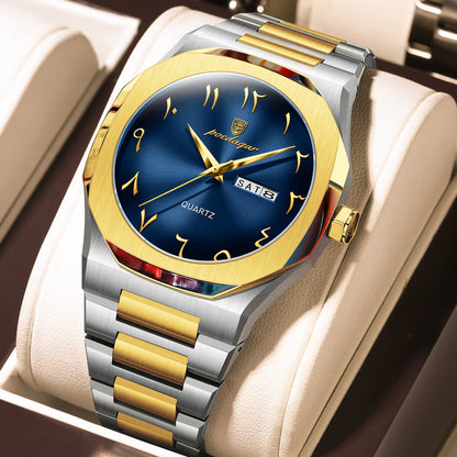Poedagar 830 Men's Luxury Quartz Watch – Stainless Steel Band, Waterproof, Luminous, Date