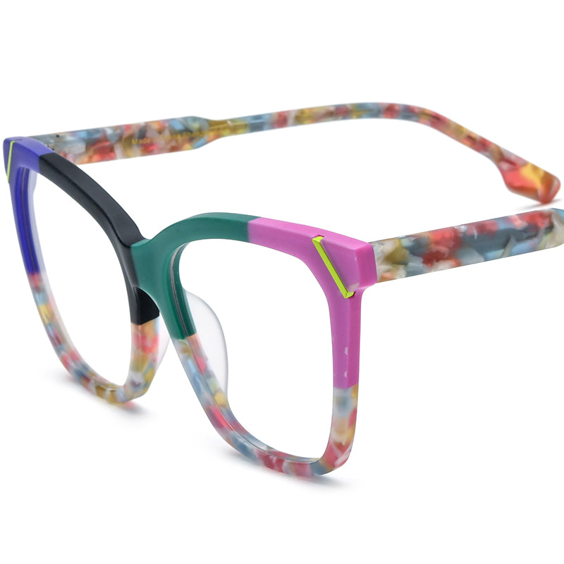 Retro Cat Eye Optical Glasses Frame Big Size - Matte Black Green - MCROONS