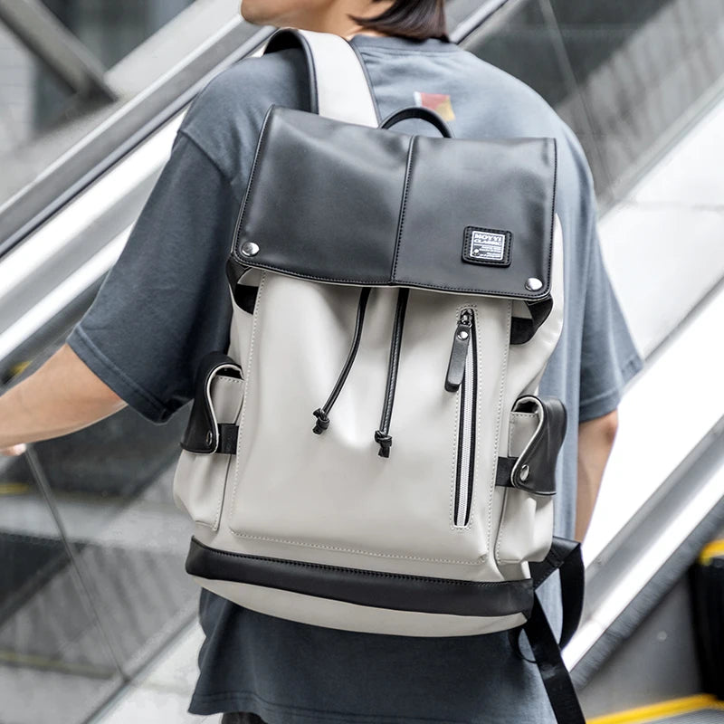 Unisex PU Leather Laptop Bags for Men Travel Backpack Bags