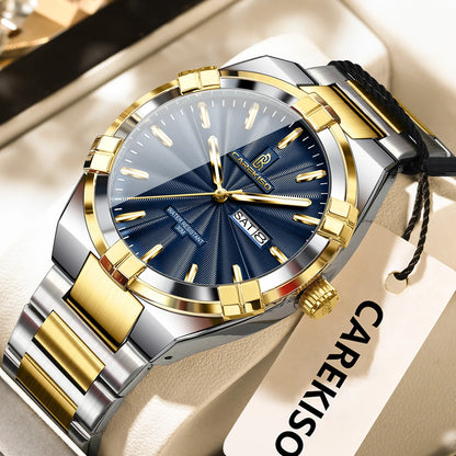 Poedagar C109 Men's Luxury Quartz Watch – Stainless Steel Band, Waterproof, Luminous, Date