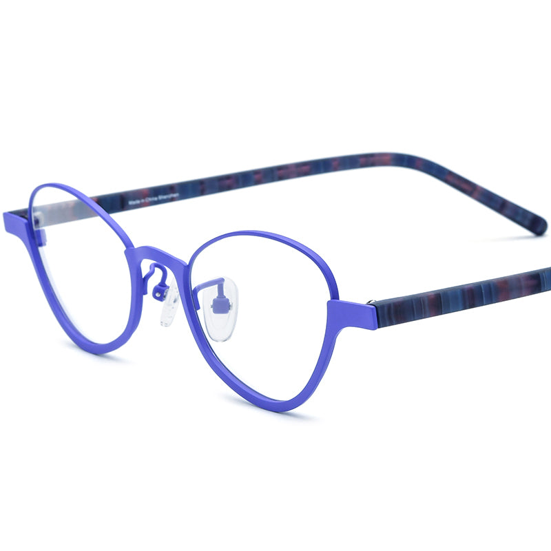 Acetate Titanium Cat Eye Optical Glasses Frame - Blue - MCROONS