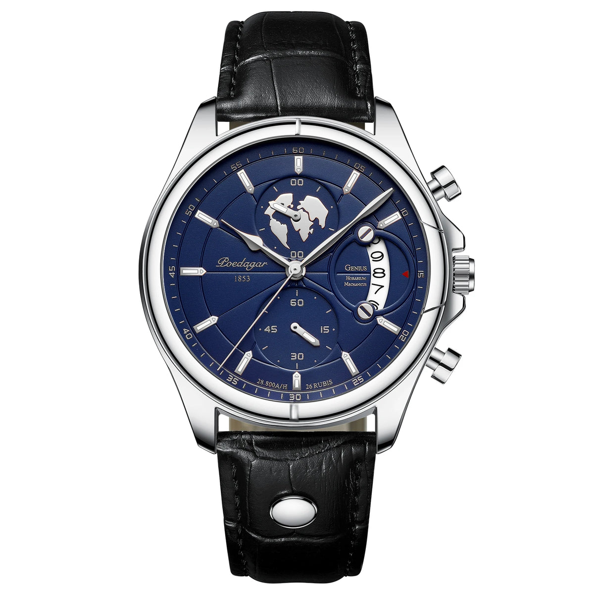 Poedagar 989 Men's Luxury Chronograph Quartz Watch – Leather Strap, Waterproof, Luminous, Date