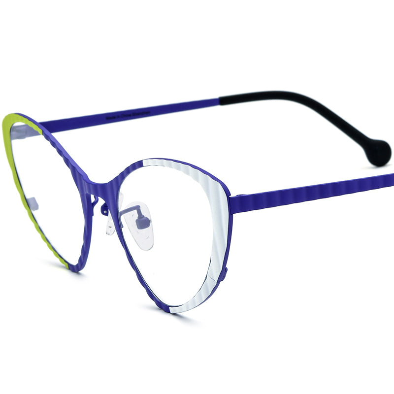 Colourful Cat Eye Titanium Optical Glasses Frame - Purple - MCROONS