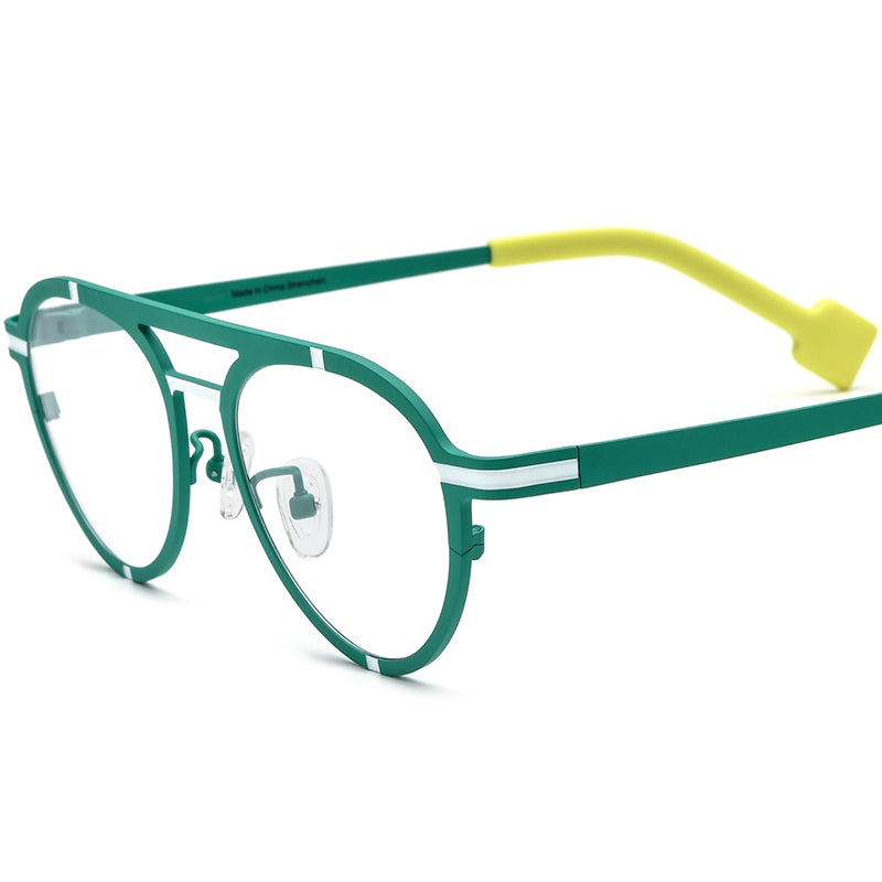 Colourful Titanium Pilot Optical Glasses - Matte White Cyan - MCROONS