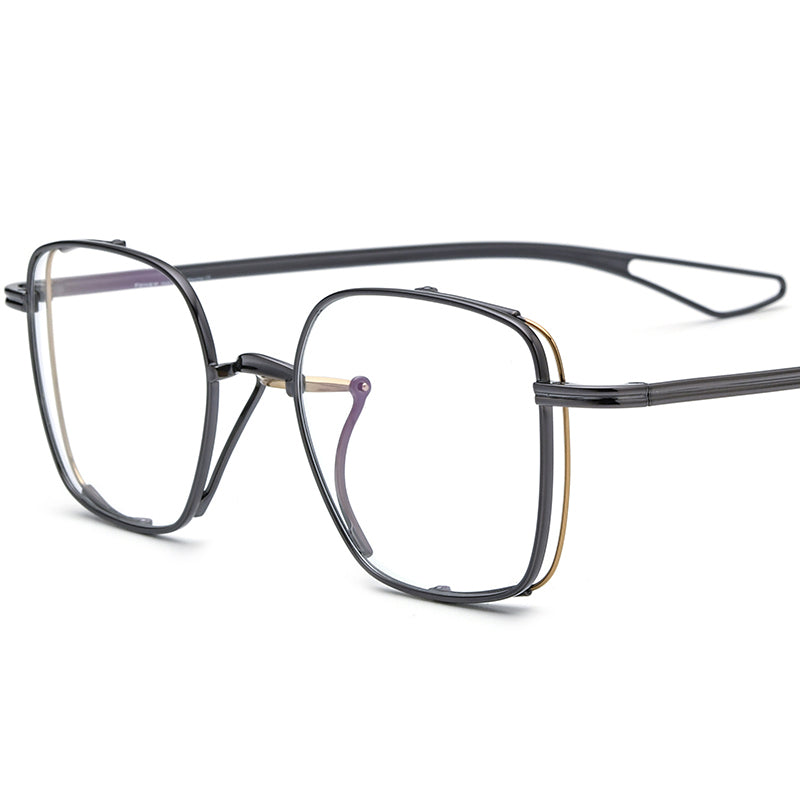 Retro Pure Titanium Square Optical Glasses Oversized - Grey - MCROONS