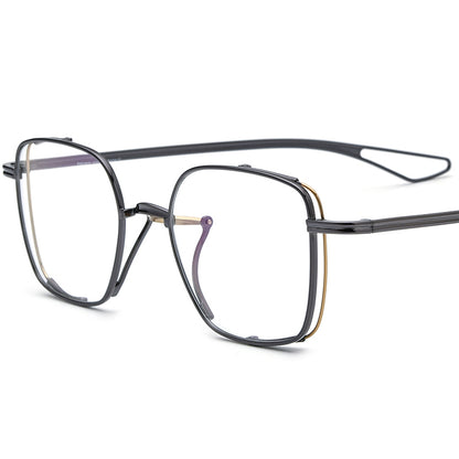 Retro Pure Titanium Square Optical Glasses Oversized - Grey - MCROONS
