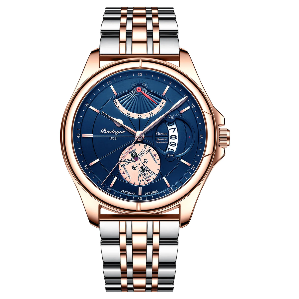 Poedagar 802 Men's Luxury Quartz Watch – Leather Strap, Waterproof, Date