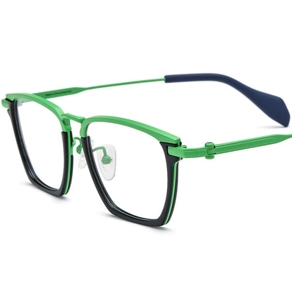 Acetate Titanium Square Optical Glasses Frame Vintage - MCROONS - Green