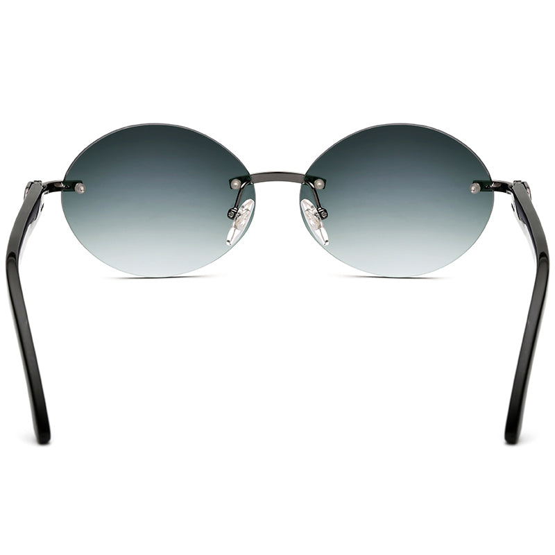 Oval Gradient Buffalo Horn Rimless Sunglasses - MCROONS - back view