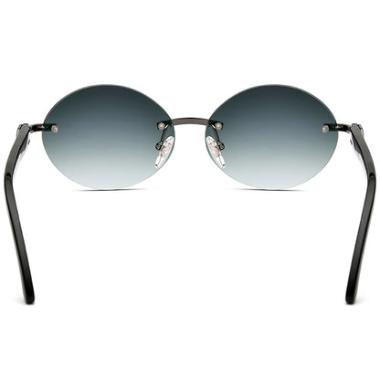 Oval Gradient Buffalo Horn Rimless Sunglasses - MCROONS - back view
