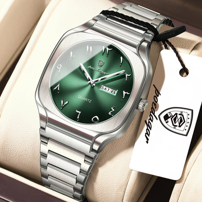 Poedagar 616 Men's Luxury Quartz Watch – Stainless Steel Band, Waterproof, Luminous, Date