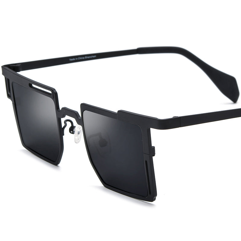 Square Titanium Sunglasses - Black - MCROONS
