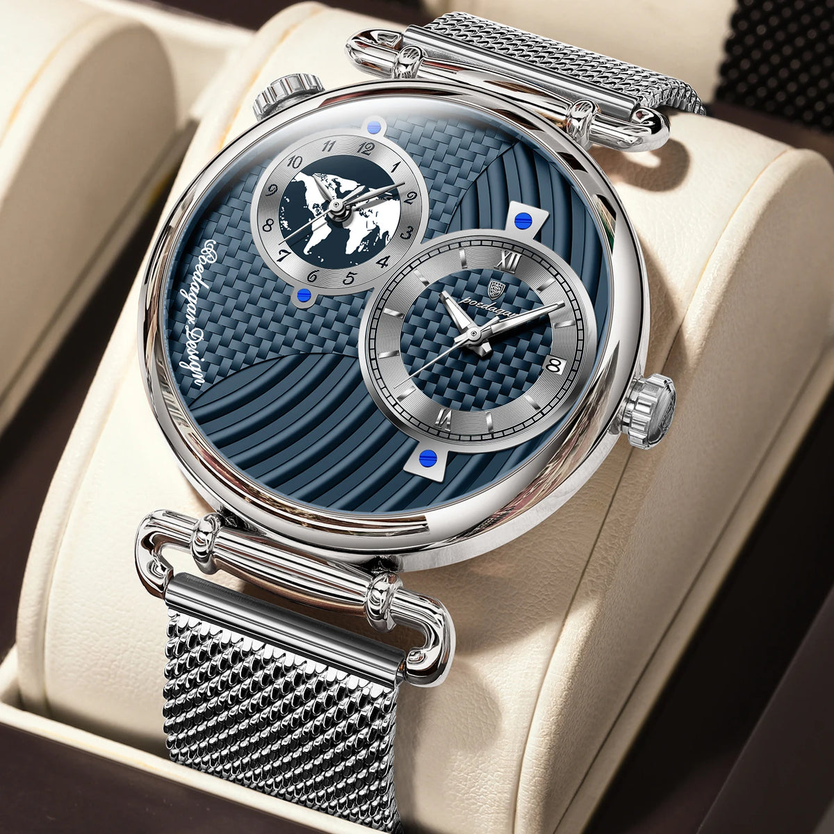 Poedagar 848 Men's Luxury Quartz Watch – Stainless Steel Band, Waterproof, Luminous, Date
