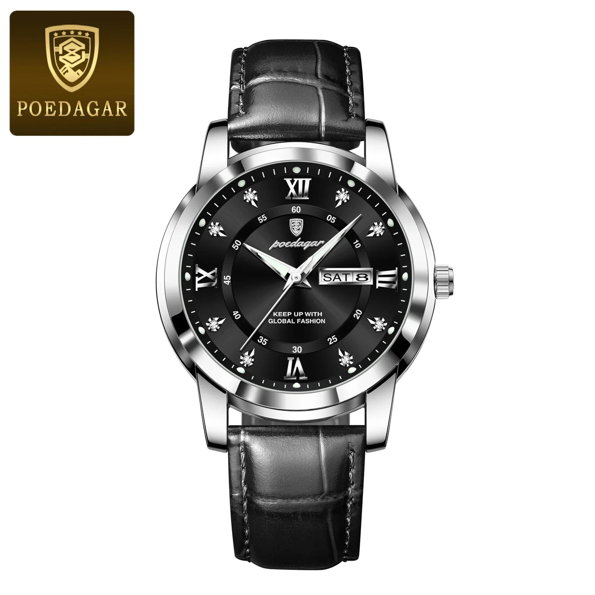 Poedagar 936 Men's Luxury Quartz Watch – Stainless Steel Band, Waterproof, Luminous, Date