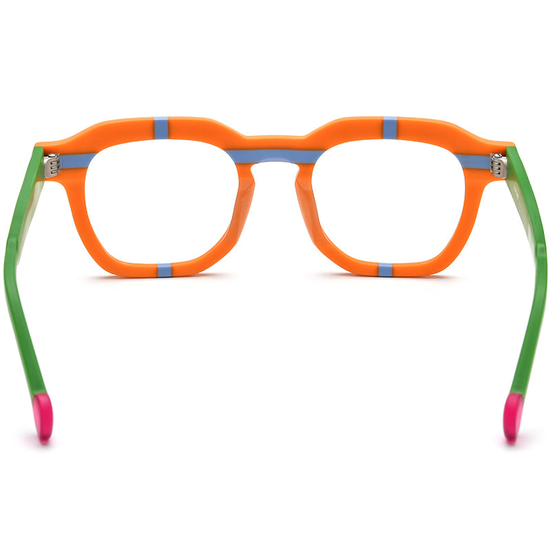 Playful Colour-Pop Acetate Square Optical Glasses Frame - MCROONS - back view