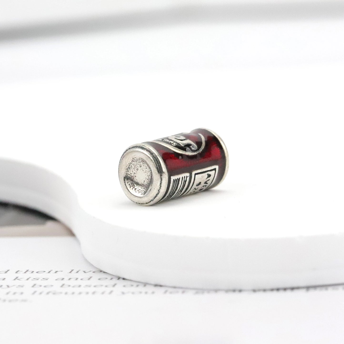 Enamel "Dr Pepper" Charm 925 Sterling Silver DIY Cute Food Series Fashion Charm for Women and Children Jewelry Making