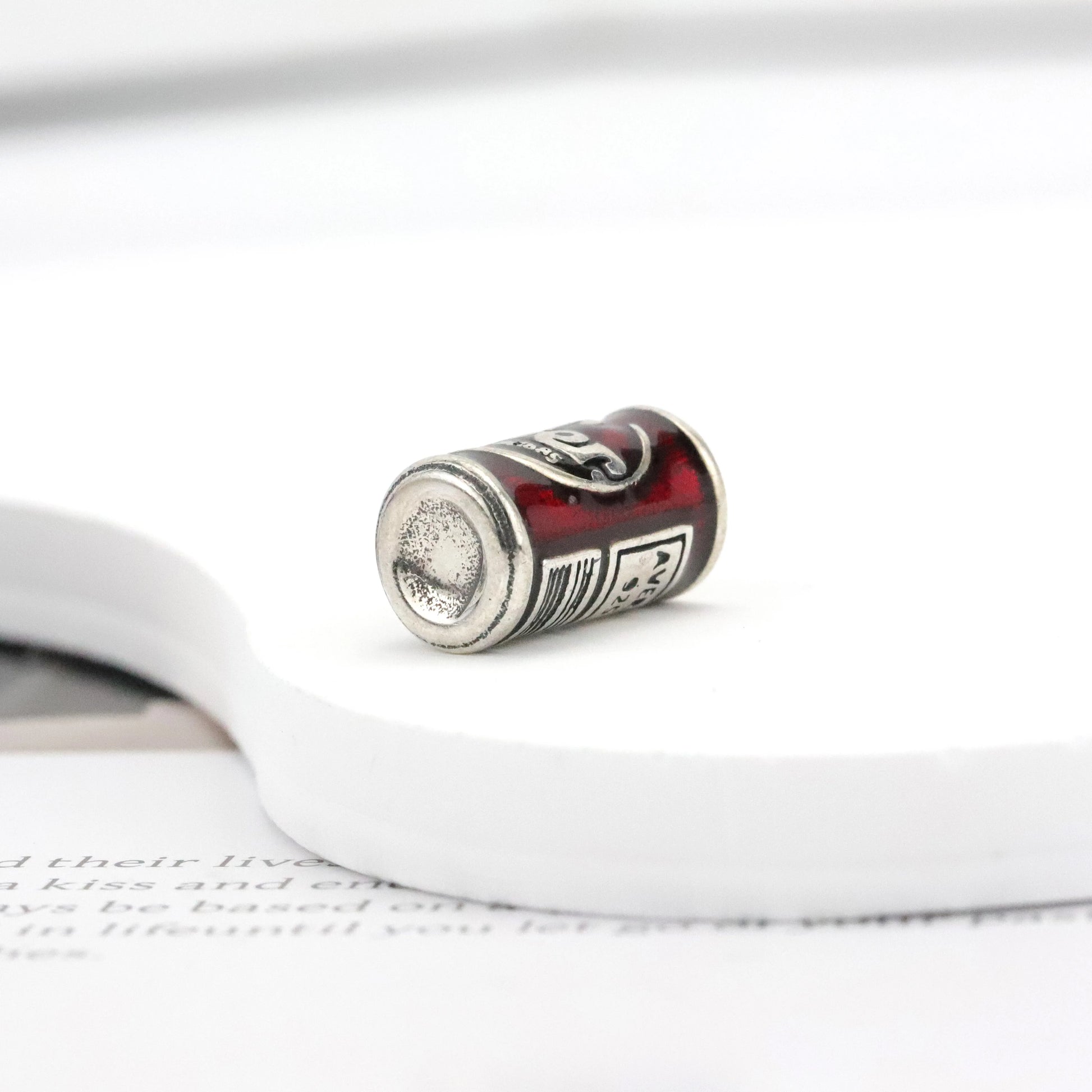 Enamel "Dr Pepper" Charm 925 Sterling Silver DIY Cute Food Series Fashion Charm for Women and Children Jewelry Making