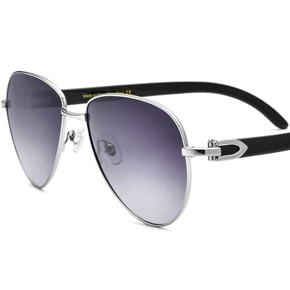 Buffalo Horn Aviator Sunglasses - Gradient Gray - MCROONS