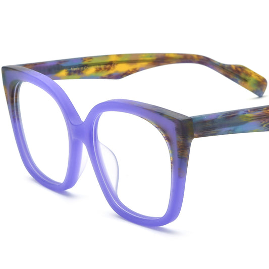 Retro Oversized Cat Eye Matte Acetate Optical Glasses Frame - Matte Purple - MCROONS