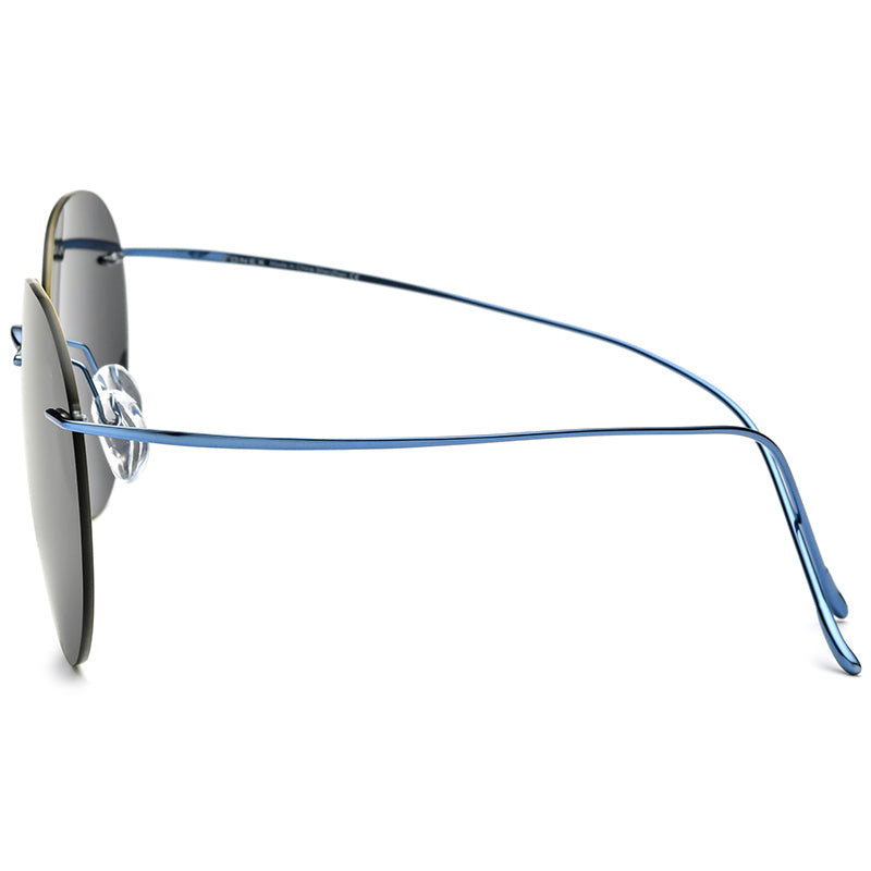 Rimless Titanium Pilot Sunglasses - Blue Grey - MCROONS - Side View
