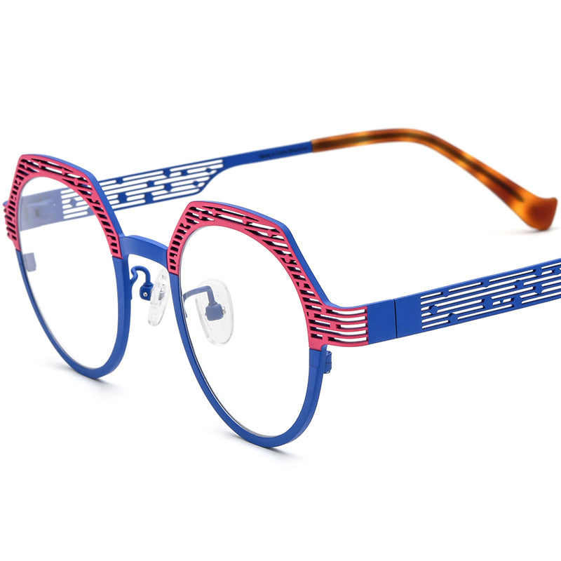 Colourful Titanium Cat Eye Optical Glasses Frame Vintage - Pink Blue - MCROONS