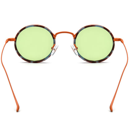 Retro Round Titanium Sunglasses - MCROONS - Back View