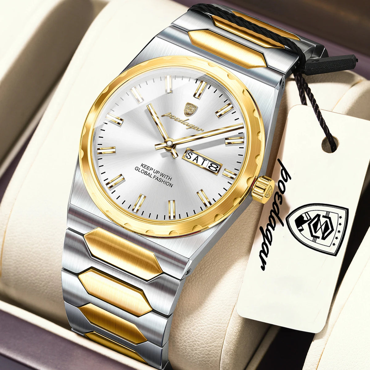 Poedagar 847 Men's Luxury Quartz Watch – Stainless Steel Band, Waterproof, Date